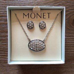 Monet Silver Necklace and Earrings Set